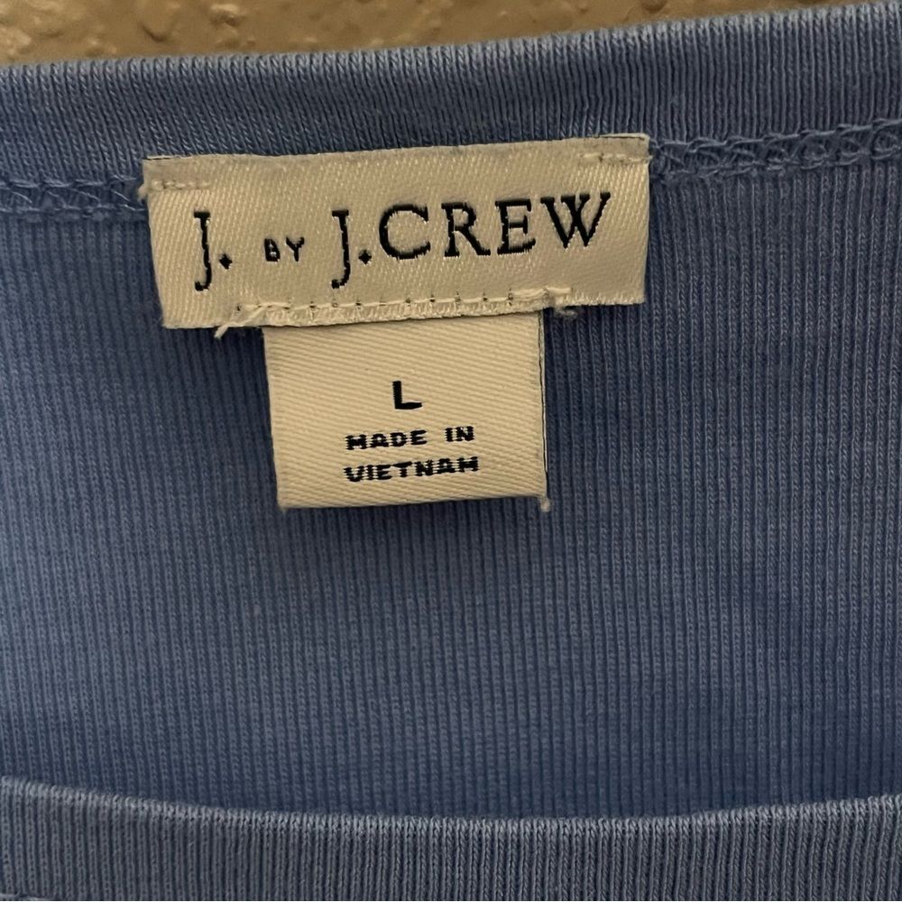J by J. Crew Cotton Blue Short Sleeve with Round Neck Tee Shirt Top Size Large - Picture 3 of 8